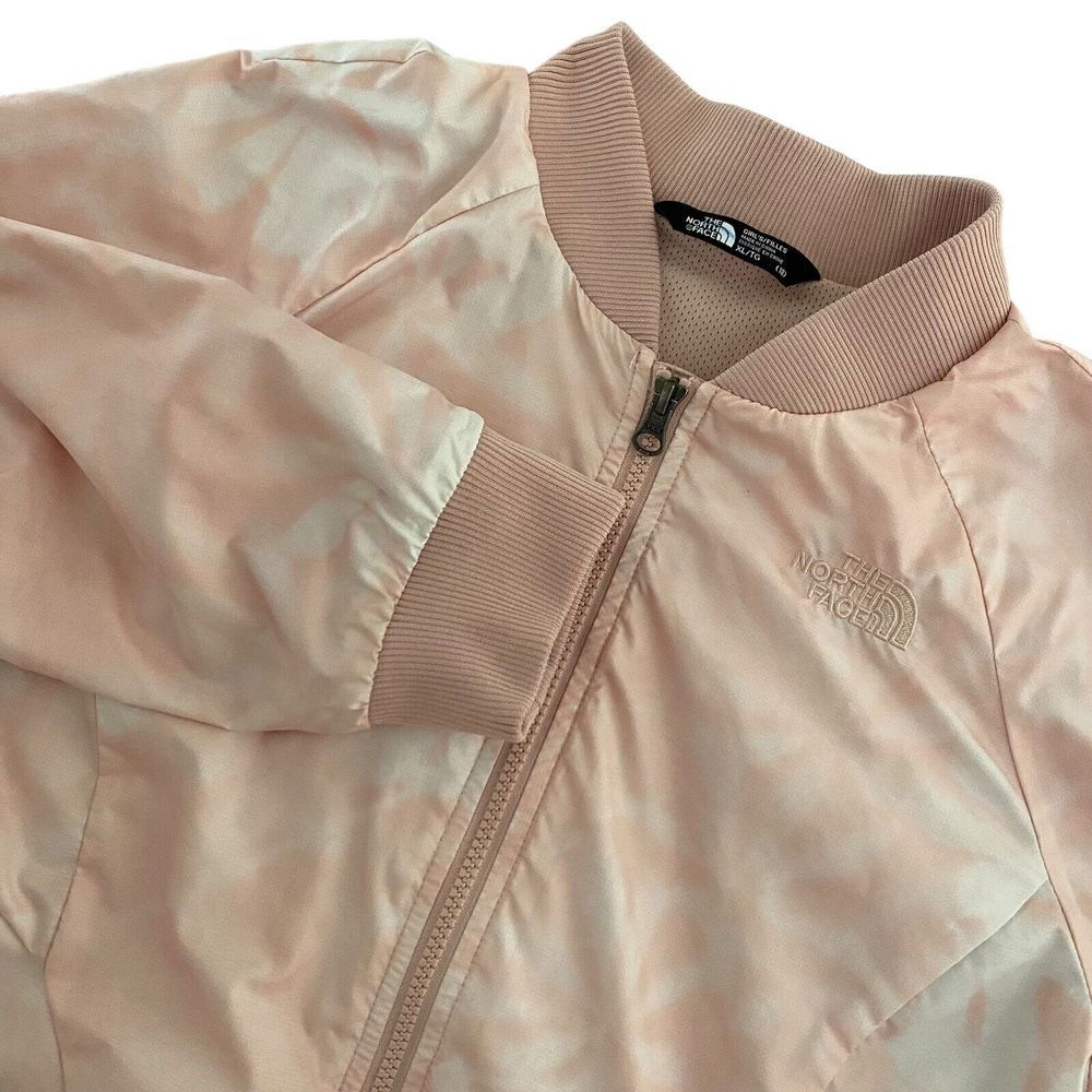 The North Face Pink Full Zip Jacket Girls XL‎ 18 Windbreaker Tie Dye Windwall